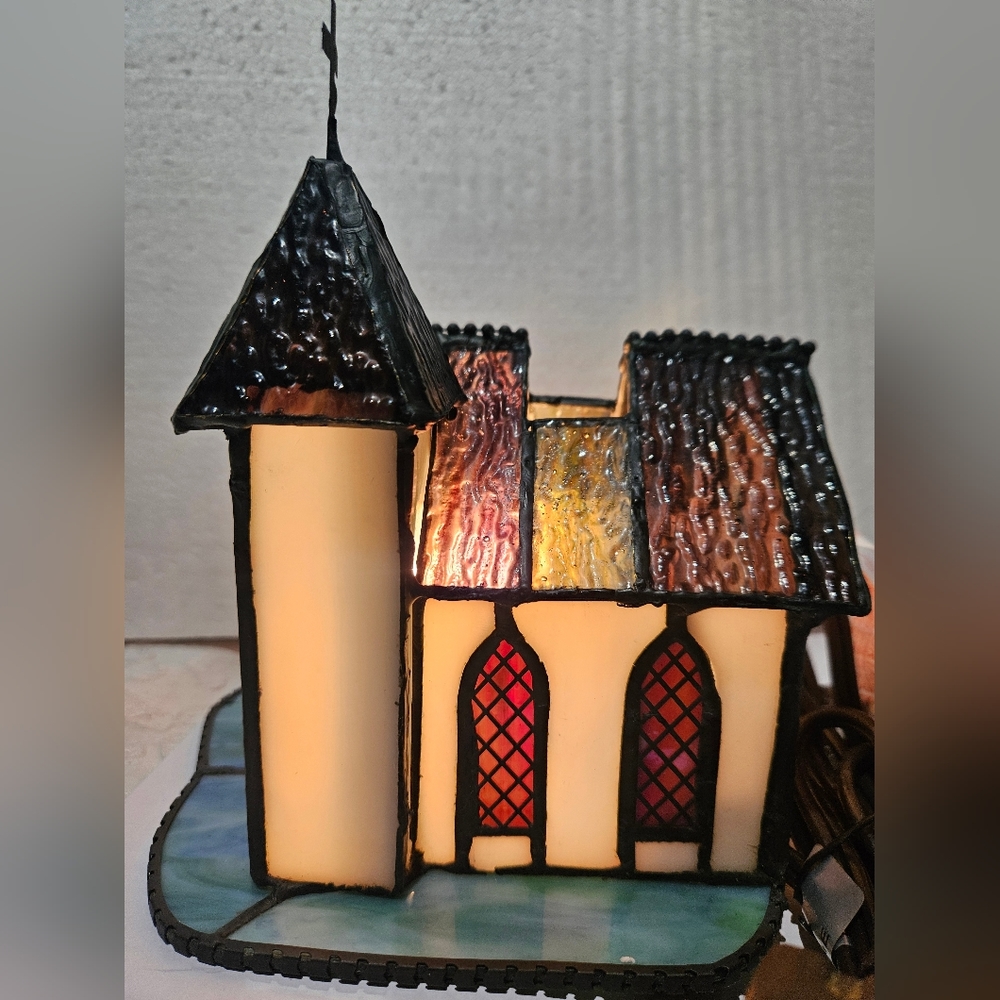 Church Tiffany Style Stained Glass Lamp - Picture 4 of 12